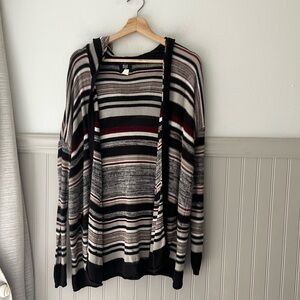 Billabong Outside the Lines Striped Cardigan - Black, Red, White size medium